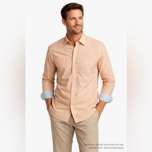 Tommy Bahama Medium Orange Stripe Cotton Button-Down Shirt Casual
